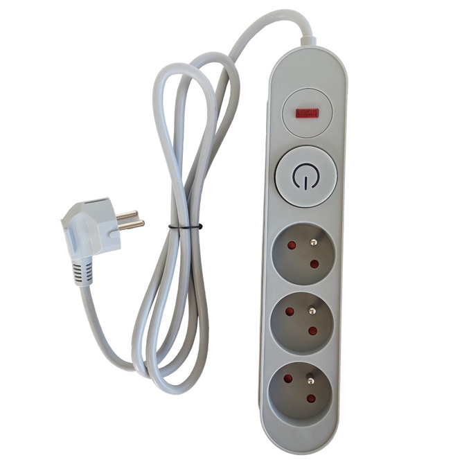 Przedłużacz 3 gniazda 1.5M z włącznikiem SZARY W-00011 Plastrol