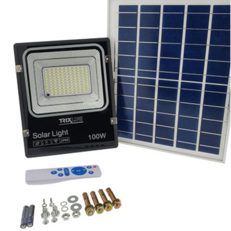 Naświetlacz solarny 100W 6500K 10000lm IP65 czujnik ruchu pilot TR367