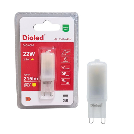 Żarówka LED G9 2,5W 3000K 215lm DIO-0095 Dioled