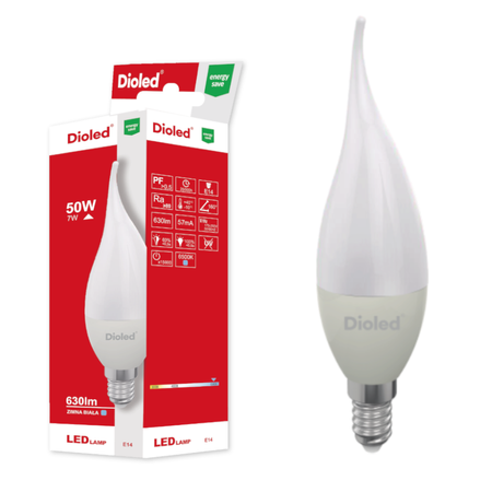 Żarówka LED świeczka dekoracyjna E14 7W 6500K 630lm Dioled