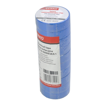 Taśma elektroizolacyjna PVC 15x10 niebieska 10 sztuk ERKO