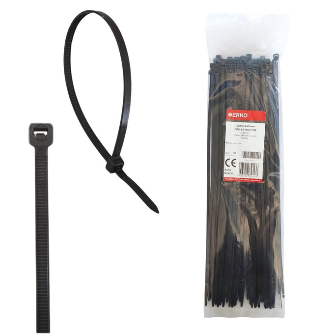 Opaska kablowa zaciskowa 4,8x360 czarna ERKO