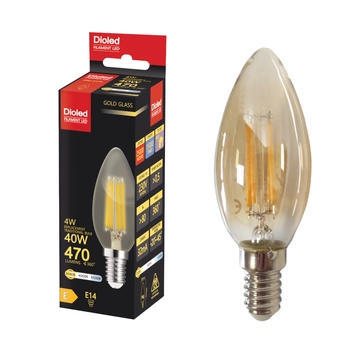 Żarówka LED B35 świeczka E14 4W 3000K 470lm filament GOLD DIO-0174 DIOLED