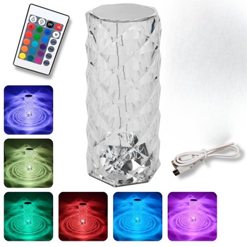 Lampka dekoracyjna LED 1W 40lm RGB+PILOT KRYSZTAŁ TUBA USB-C Q004R Dioled