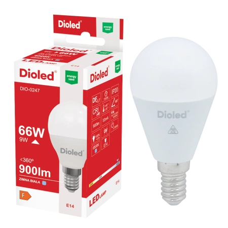 Żarówka LED kulka E14 9W 6500K 900lm DIO-0247 DIOLED