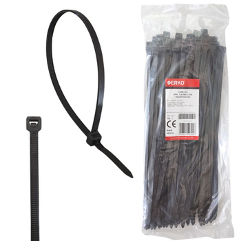Opaska kablowa zaciskowa 7,6x300 czarna ERKO