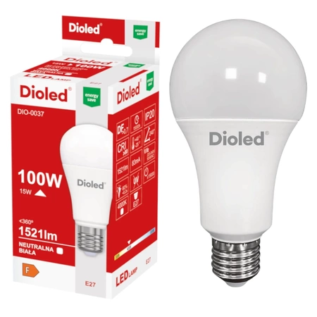 Żarówka LED E27 15W 4000K 1521lm DIO-0037 Dioled