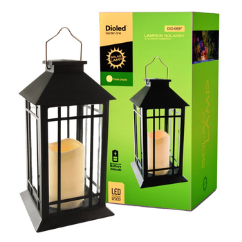 Lampion solarny świeca LED ciepła czarny DIO-0697 Dioled