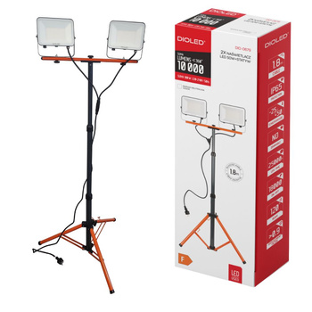 Naświetlacz LED 2x 50W 4000K 5000lm IP65 + STATYW kabel 1.8m DIO-0679 Dioled