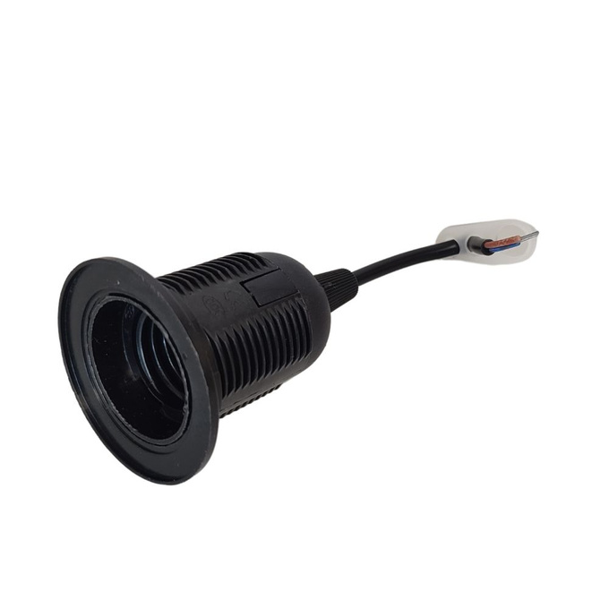 Oprawka zwisająca E27 z kołnierzem + KABEL 150mm czarna LXOPR45B LAMEX