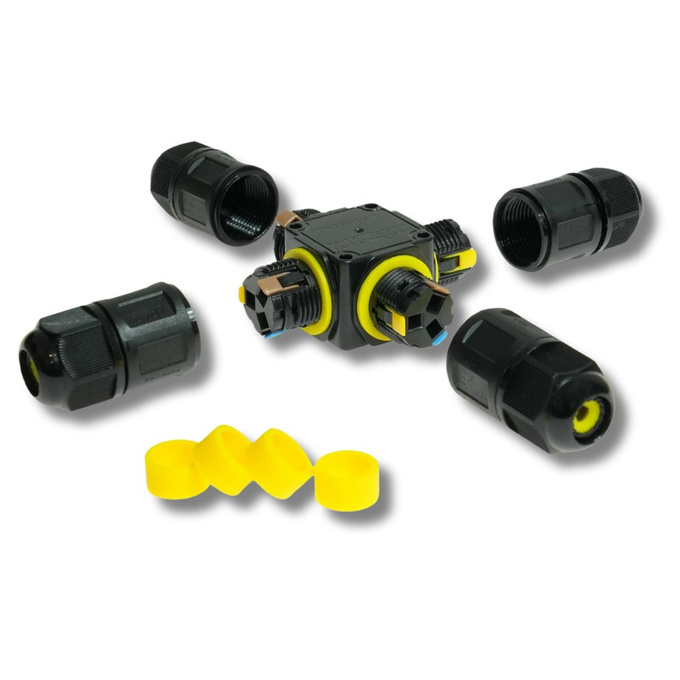 Złącze kablowe rozgalęźnik 3PIN zaciskowy IP68 24A W-00401 PLASTROL