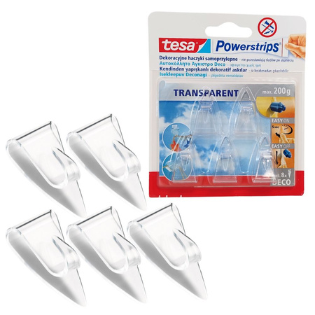 Haczyk samoprzylepny POWERSTRIPS 0,2kg 5szt przezroczysty wew. TESA