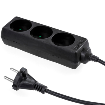 Przedłużacz 3-gniazda 3m 10A B/U czarny W-98174 PLASTROL