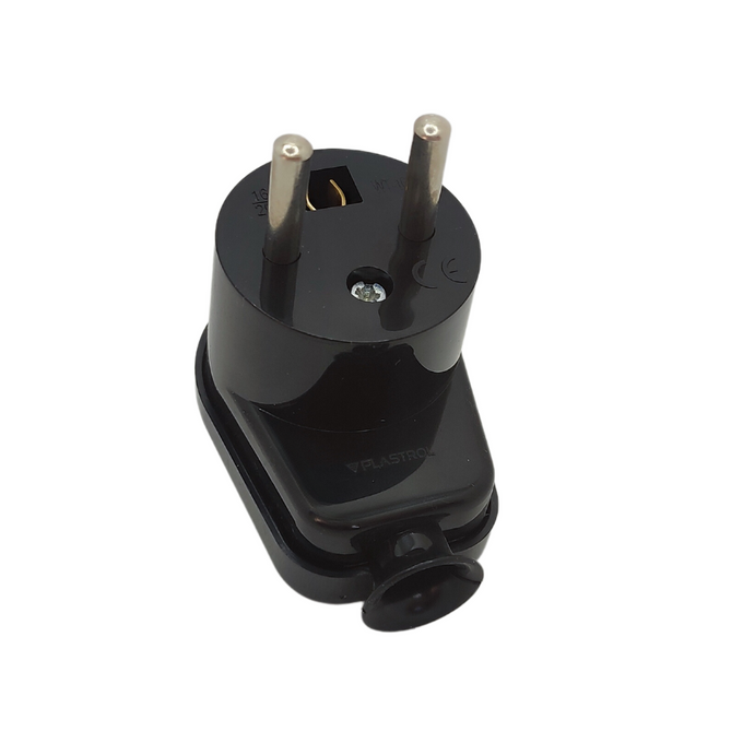 Wtyczka kątowa rozbierana czarna z uchwytem 2P+Z WT-16Z W-99988 PLASTROL