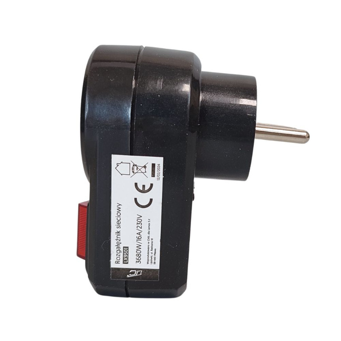 Rozgałęźnik z włącznikiem 2P+Z czarny LX9501 LAMEX