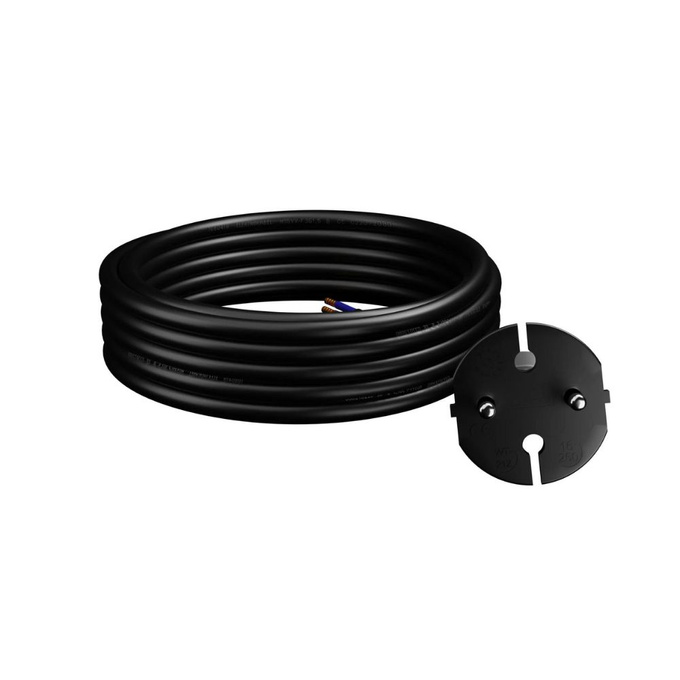 Przewód przyłączeniowy gumowy z wtyczką prostą 2x1.5 IP20 5m czarny W-97196 PLASTROL