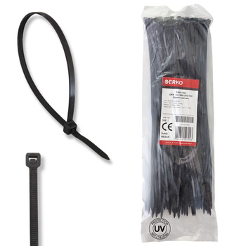 Opaska kablowa zaciskowa 3,6x300 czarna UV ERKO