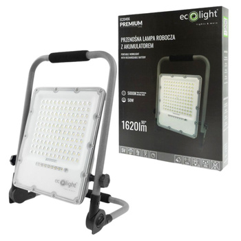 Naświetlacz przenośny LED 50W 5000K 1620lm IP65 akumulator EC20496 Ecolight