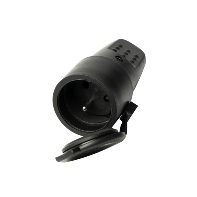 Gniazdo gumowe z klapką czarne 16A IP44 E602229 INQ