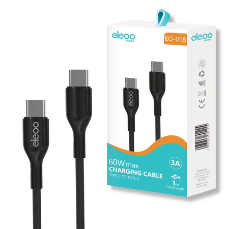 Kabel USB-C do USB-C 3A 60W 1m CZARNY EO-018 eleoo