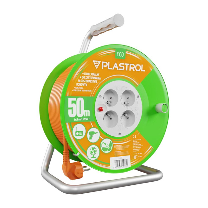 Przedłużacz bębnowy 4x2P+Z 3x1.5/50M W-98951 PLASTROL