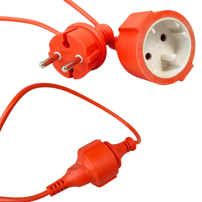 Przedłużacz ogrodowy jedno gniazdo bez uziemienia 30M pomarańczowy POB004 BERGE