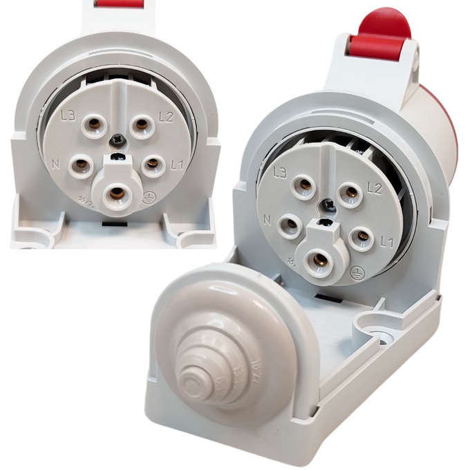 Gniazdo siłowe z klapką stałe 16A 5P IP44 IZN 1653 SEZ