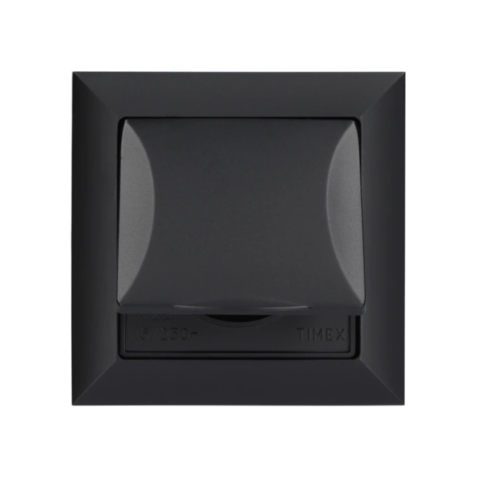 OPAL czarny gniazdo pojedyncze z uziemieniem z klapką GPT-16 OPH moduł Timex