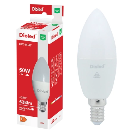 Żarówka LED świeczka E14 7W 4000K 638lm DIO-0047 Dioled