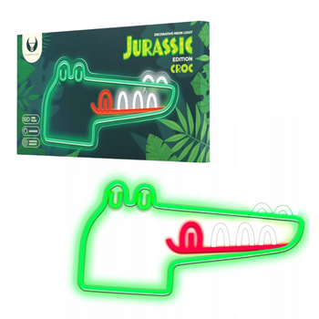 LAMPKA NEON  JURASSIC KROKODYL ZIELONY PLEXI ściemniacz + USB  FLNJ03