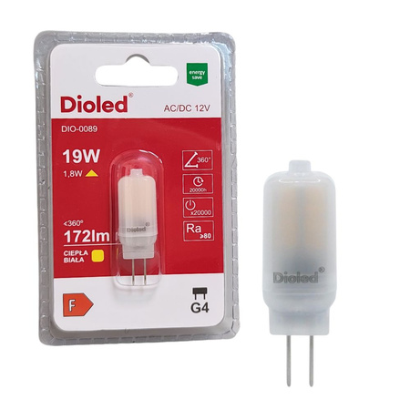 Żarówka LED 12V G4 1,8W 3000K 172lm DIO-0089 Dioled