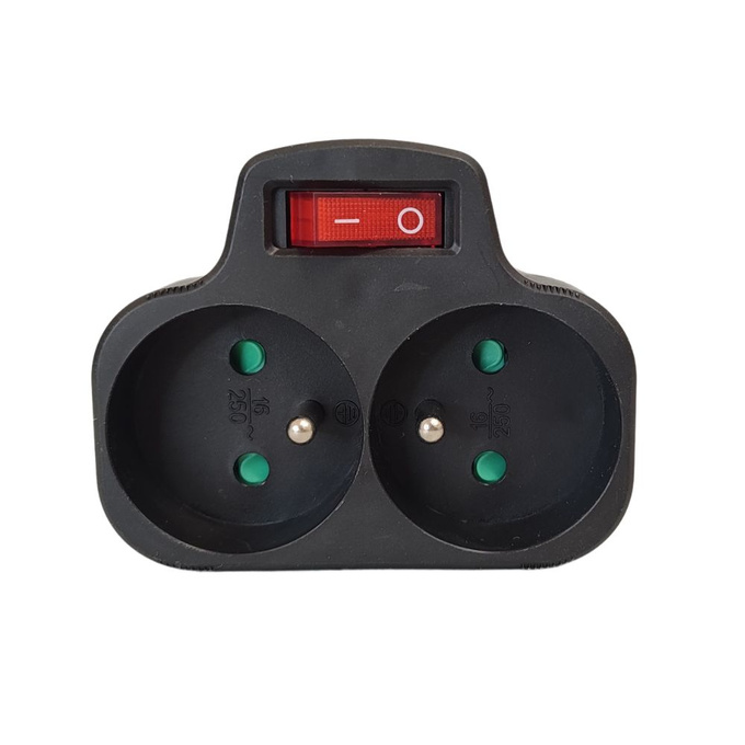 Rozgałęźnik z włącznikiem 2x2P+Z czarny LX9507 LAMEX