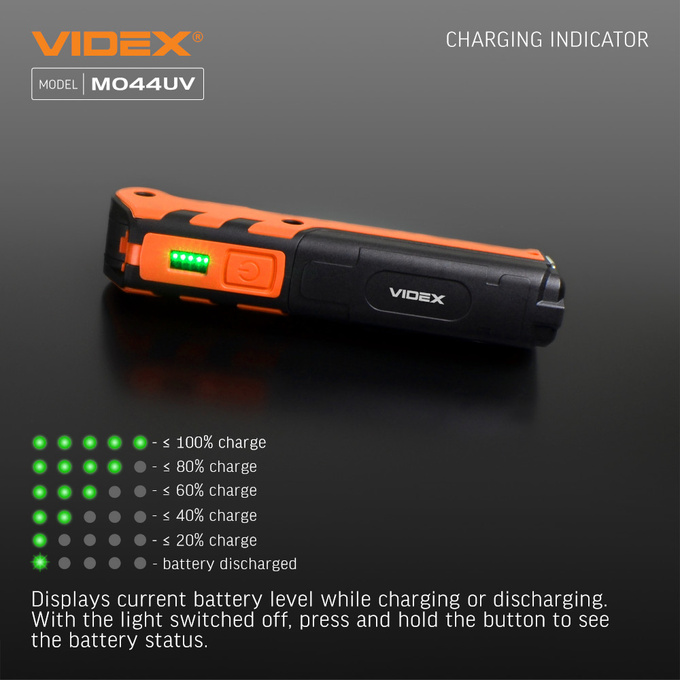 Latarka wielofunkcyjna LED 10W 400lm COB UV USB-C M044UV Videx