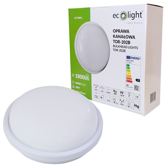 Oprawa kanałowa LED 20W 1800lm IP65 EC79891 ECOLIGHT