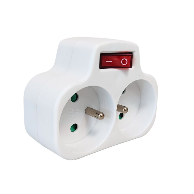 Rozgałęźnik z włącznikiem 2x2P+Z biały LX9506 LAMEX