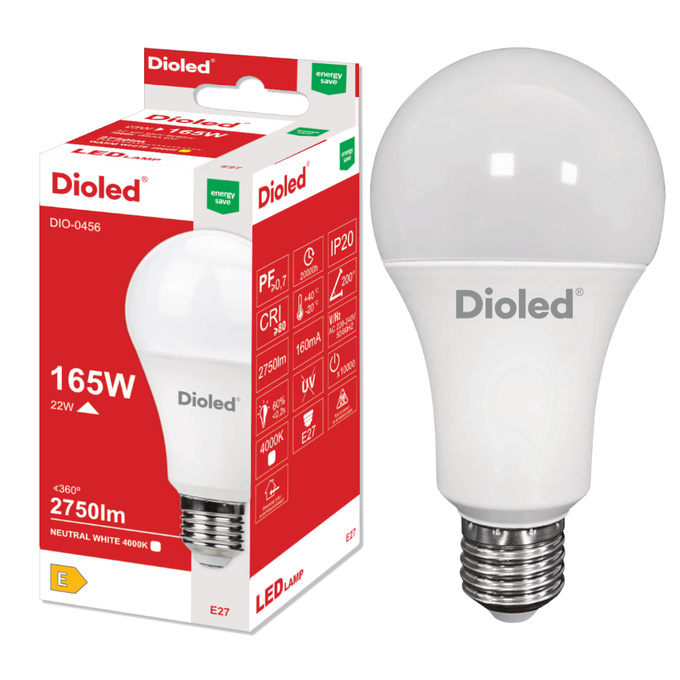 Żarówka LED GLS E27 22W 4000K 2750lm DIO-0456 DIOLED