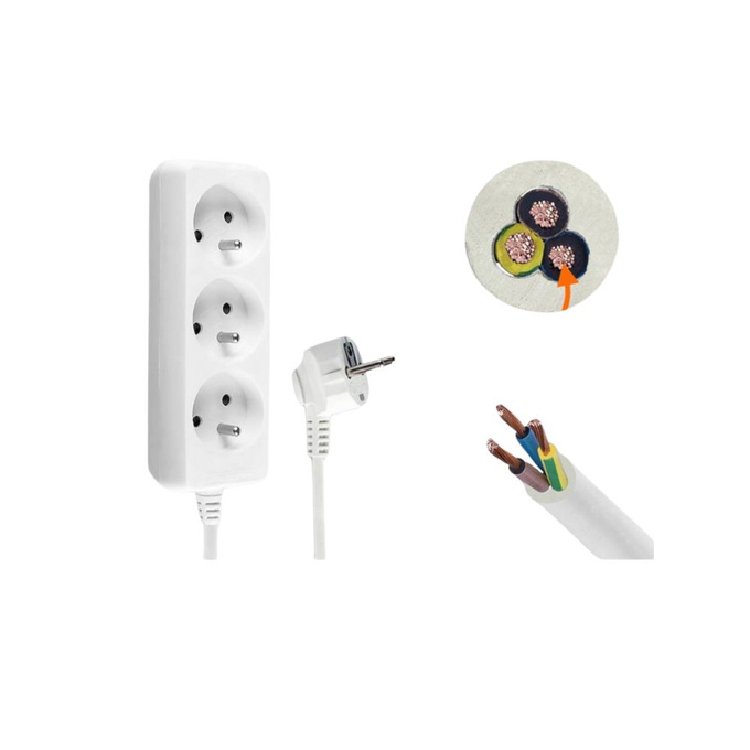 Przedłużacz 3 gniazda 3m z uziemieniem biały LX9531 Lamex