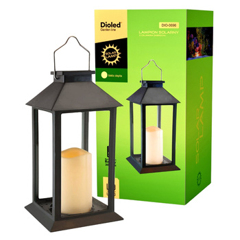 Lampion solarny świeca LED ciepła czarny gładki DIO-0696 Dioled