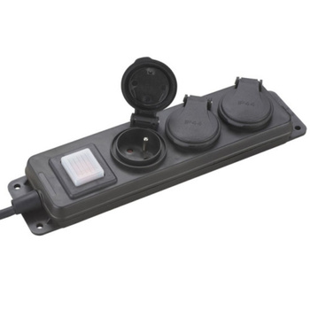 Przedłużacz 3 gniazda 3M ZU+WYŁ. czarny 10A IP44 PRB133IP INQ