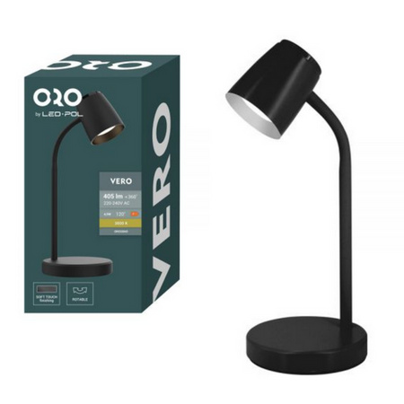 Lampka biurkowa LED 4,5W 405lm VERO CZARNA ORO33043 LED-POL