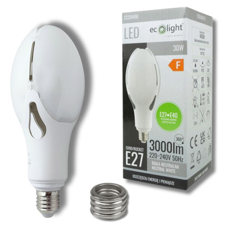 Żarówka uliczna LED E27->E40 30W 4000K 3000lm EC20498 ECOLIGHT