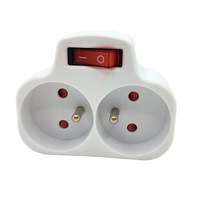 Rozgałęźnik z wyłącznikiem 2x2P+Z biały W-01144 PLASTROL