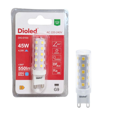 Żarówka LED G9 4,5W 6500K 550lm DIO-0103 Dioled