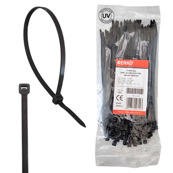 Opaska kablowa zaciskowa 4,8x160 czarna UV ERKO
