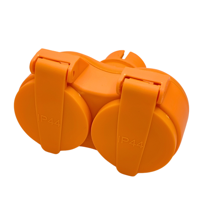 Rozgałęźnik z klapkami 2x2P+Z UNISHUKO IP44 pomarańczowy W-97745 PLASTROL