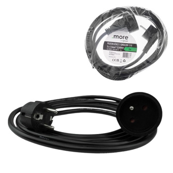 Przedłużacz 1 gniazdo z uziemieniem 3m czarny IP20 M20568 ECOLIGHT