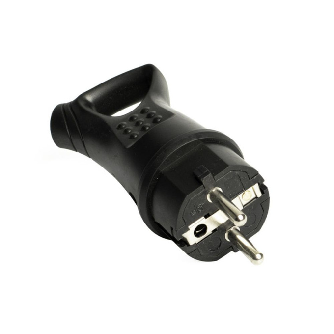 Wtyczka gumowa z uchwytem UNI-SCHUKO czarna 16A IP44 E602225 INQ