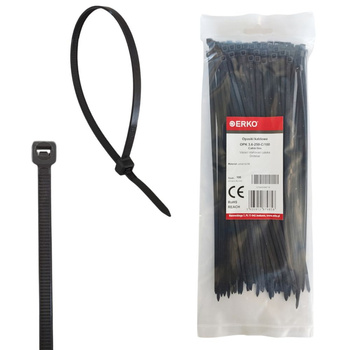 Opaska kablowa zaciskowa 3,6x250 czarna ERKO