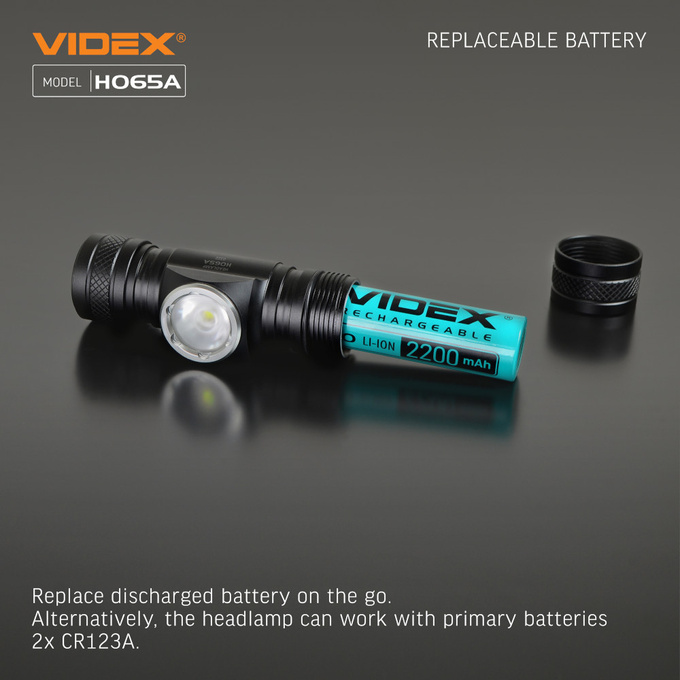 Latarka czołowa LED 10W 1200lm IP68 USB-C magnes H065A VIDEX