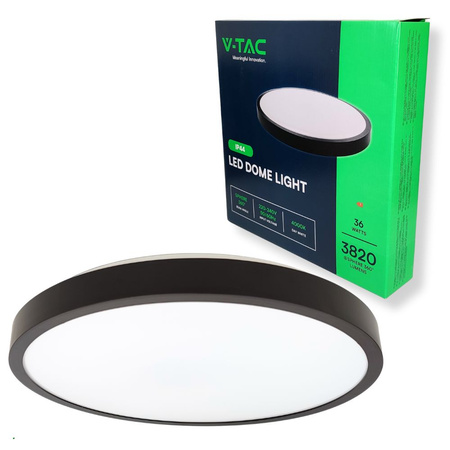 Plafon LED 36W 4000K 3820LM IP44 okrągły czarny 76401 V-TAC